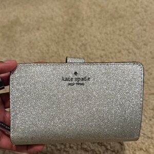 Kate Spade Glittery Silver Card Holder